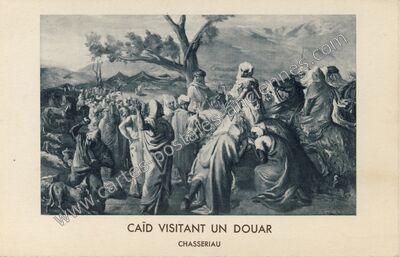 Carte postale ancienne Caïd visitant un douar — Caid — Tableau
